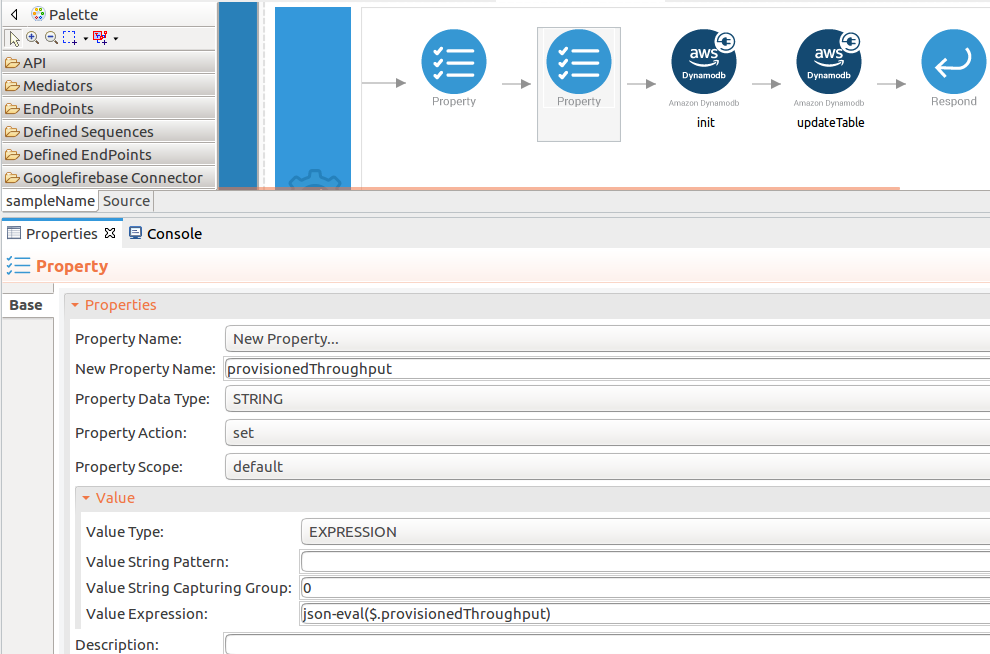 Add property mediators to capture provisionedThroughput