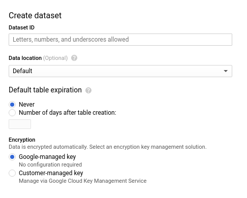 Bigquery create Dataset step2