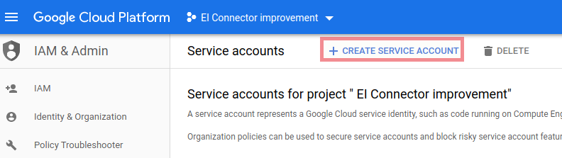 Bigquery create service account