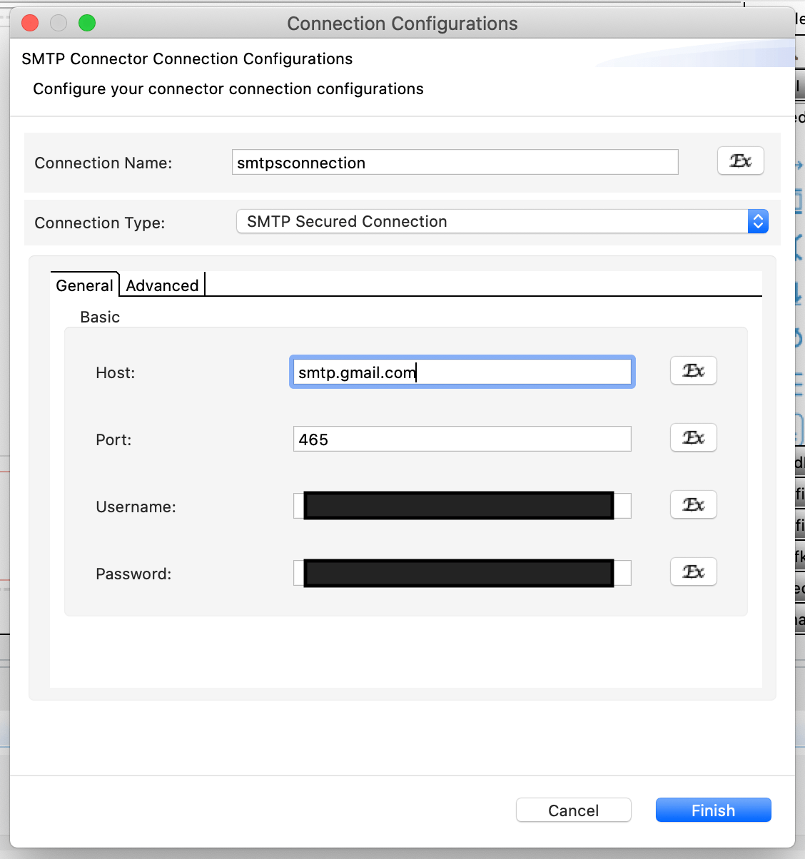 Connection parameters.