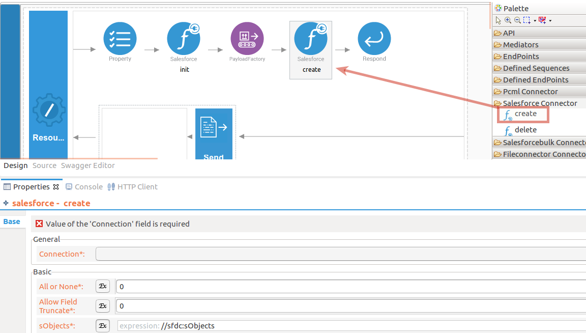 Drag and drop create operations