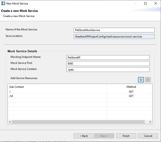 Mock Service with additional sub Contexts