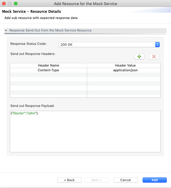 Mock Service Resource Response Details