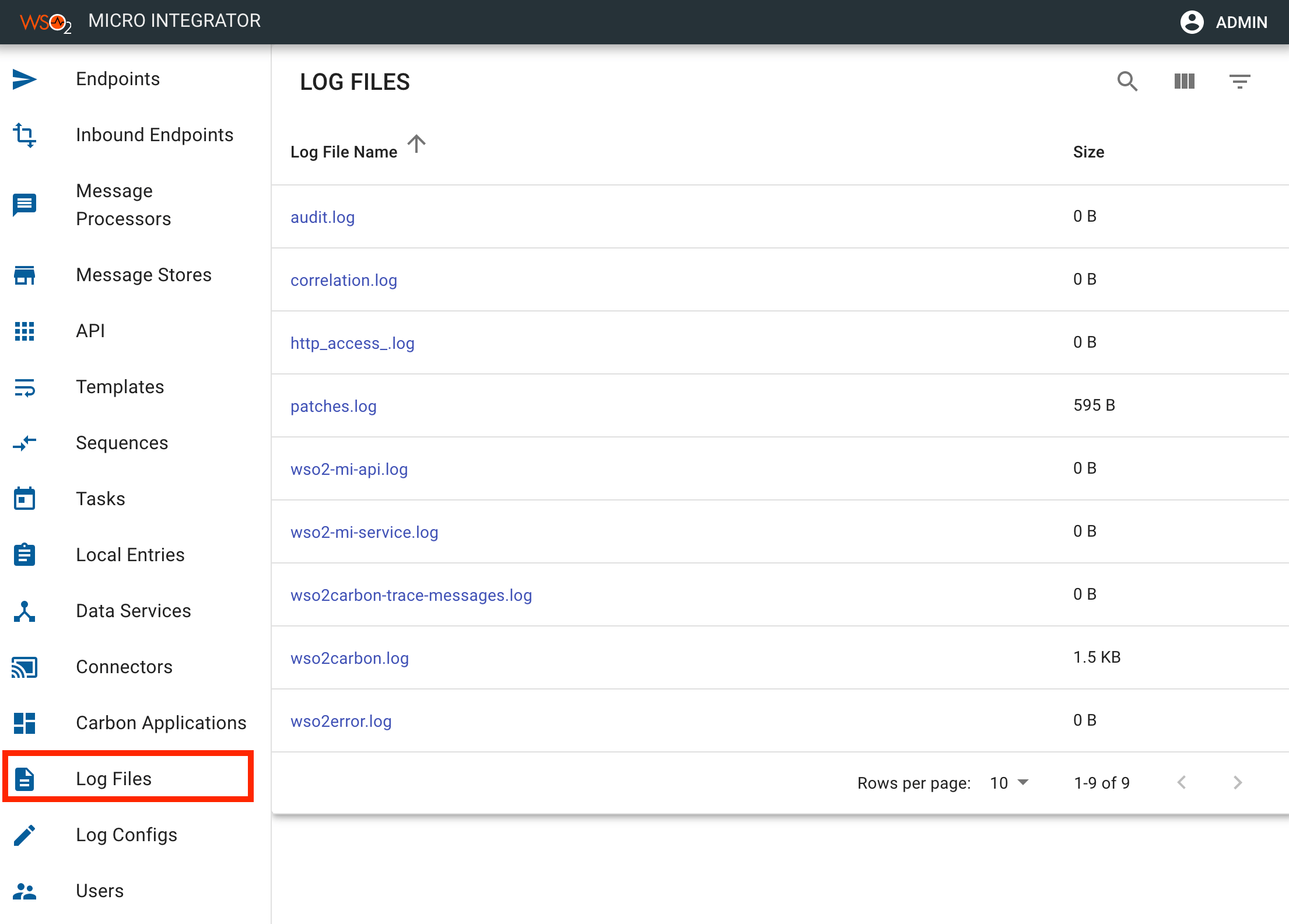 download log files