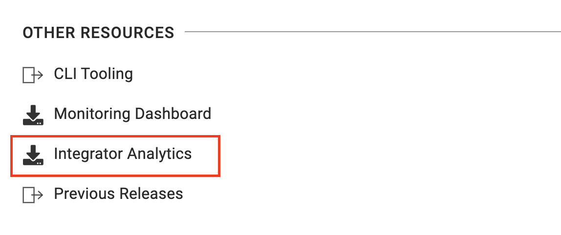 Integration Analytics download menu