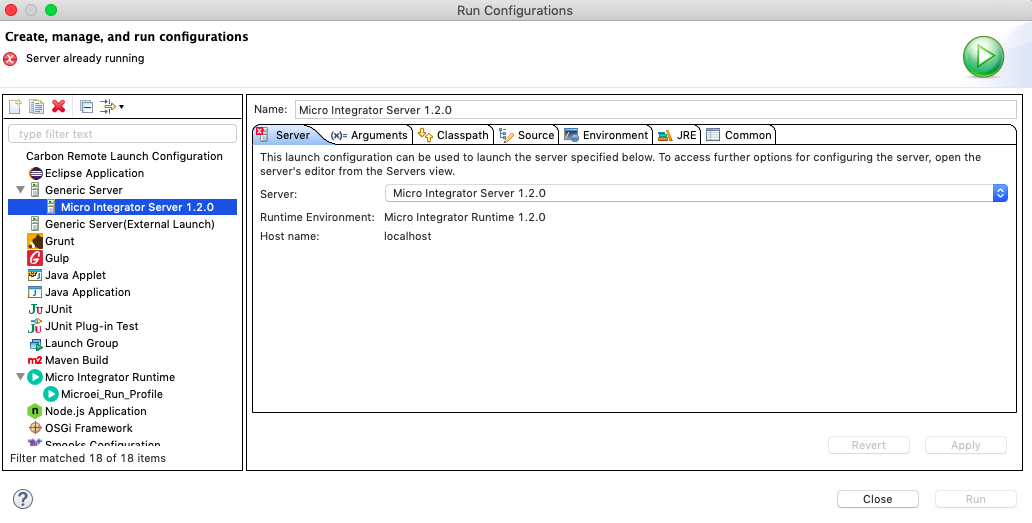 run configurations dialog box