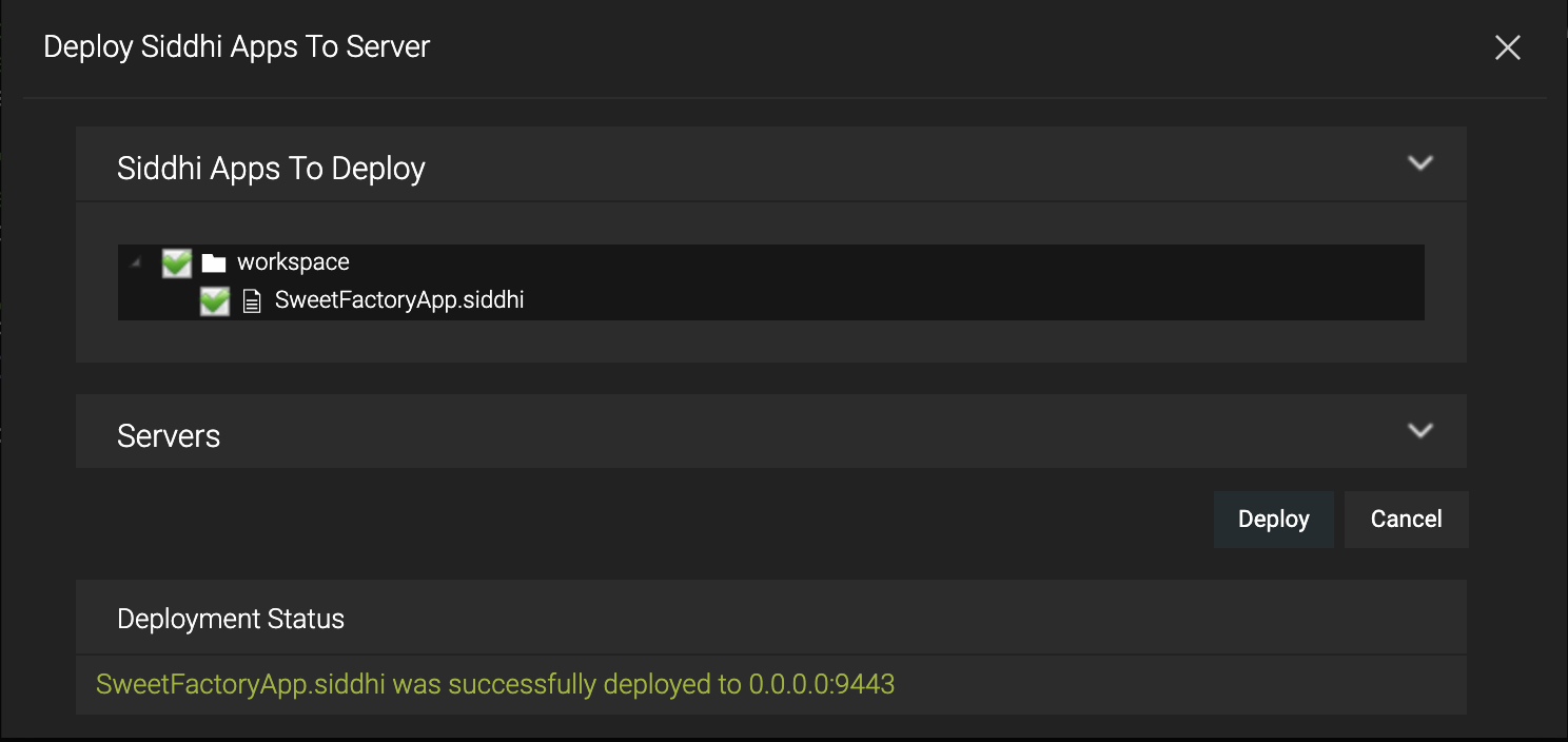 Siddhi App successfully deployed