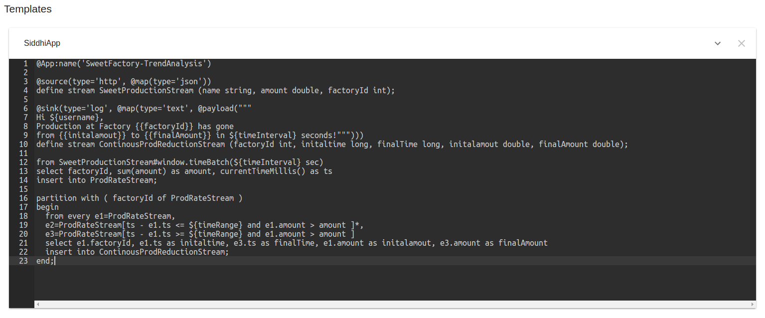 Siddhi Application Template