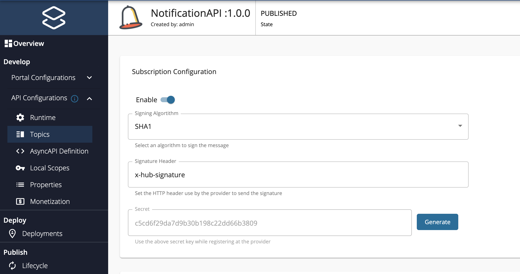 Subscription Configuration